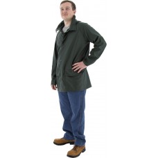 M-Safe PU Rainwear Green Flexible Jacket w/ Hood Snaps