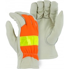 Winter Lined Cowhide Drivers Glove with High Visibility Back