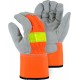 Hi-Vis Orange Winter-Lined Cowhide Leather  Glove 