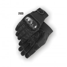 Reversed cowhide palm with padded patches for added protection designed to less hand fatigue