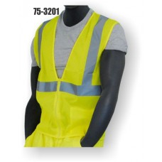 Yellow Class 2, Mesh Fabric Vest, Silver Reflective Striping, Zipper Closure