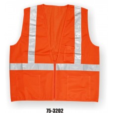 Orange Class 2 Mesh Fabric Zipper Closure Vest