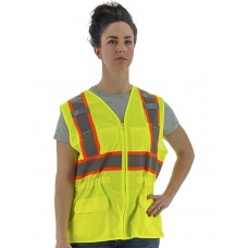 Hi-vis Yellow Mesh Surveyor Style Vest with  Zipper