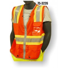 Orange Two-tone High Visibility Class 2 D-ring Pass Thru Vest