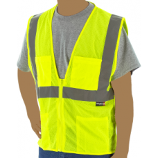 Yellow Mesh Vest Zipper with Silver Reflective Striping