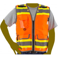 Orange Two-Tone Heavy Duty Class 2 Surveyor's Vest