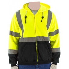 Yellow Class 3 Hooded Sweatshirt with Zipper Closure