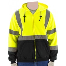 Yellow Class 3 Hooded Sweatshirt with Zipper Closure