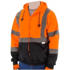 Orange Class 3 Hooded Sweatshirt with Zipper Closure