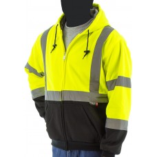 High Visibility Yellow/Black Heavy Weight Hooded Zip-up Sweatshirt