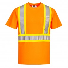 Hi-Vis X Back Contrast Tape T-Shirt S/S Orange- PortwestTShirt