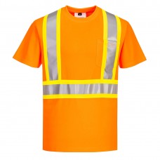 Hi-Vis X Back Contrast Tape T-Shirt S/S Orange- PortwestTShirt