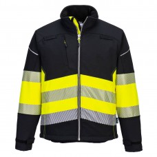 PW3 Hi-Vis Class 1 Softshell Jacket Black/Yellow - PortwestJacket
