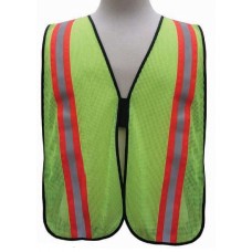Lime mesh vest, 2” contrasting vertical stripe