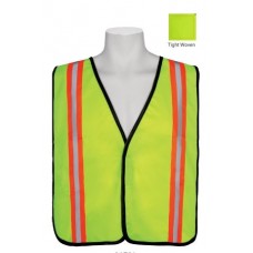 Lime Tight Woven Mesh Safety Vest – Wide Contrasting Vertical Stripe