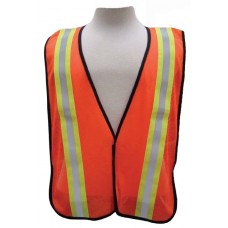 Orange mesh vest, 2” contrasting vertical stripe