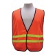 Orange Mesh Safety Vest – Double 1” Lime  horizontal Lime Stripes
