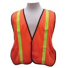Orange Mesh Safety Vest – 1" Vertical Lime Stripes