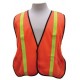 Orange Mesh Safety Vest – 1" Vertical Lime Stripes